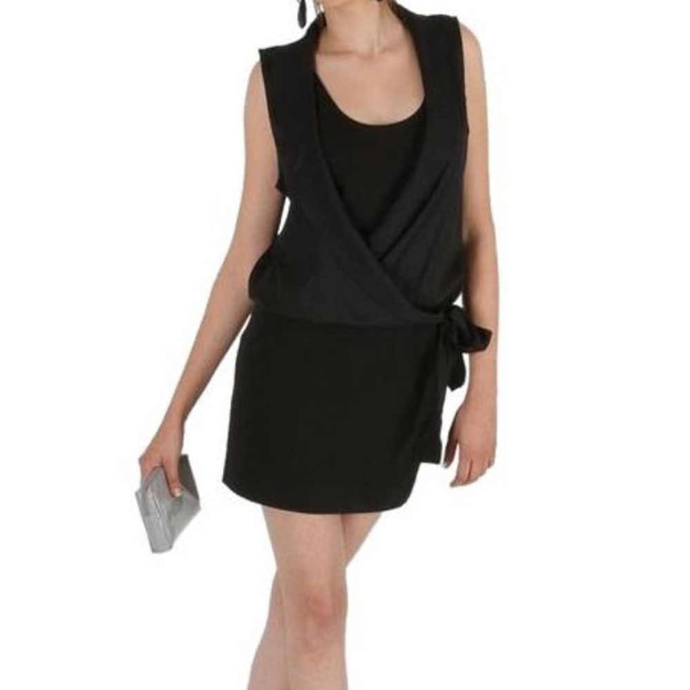 Theory Sleeveless Garcia Monaco Black Silk Blend Dress Size 12